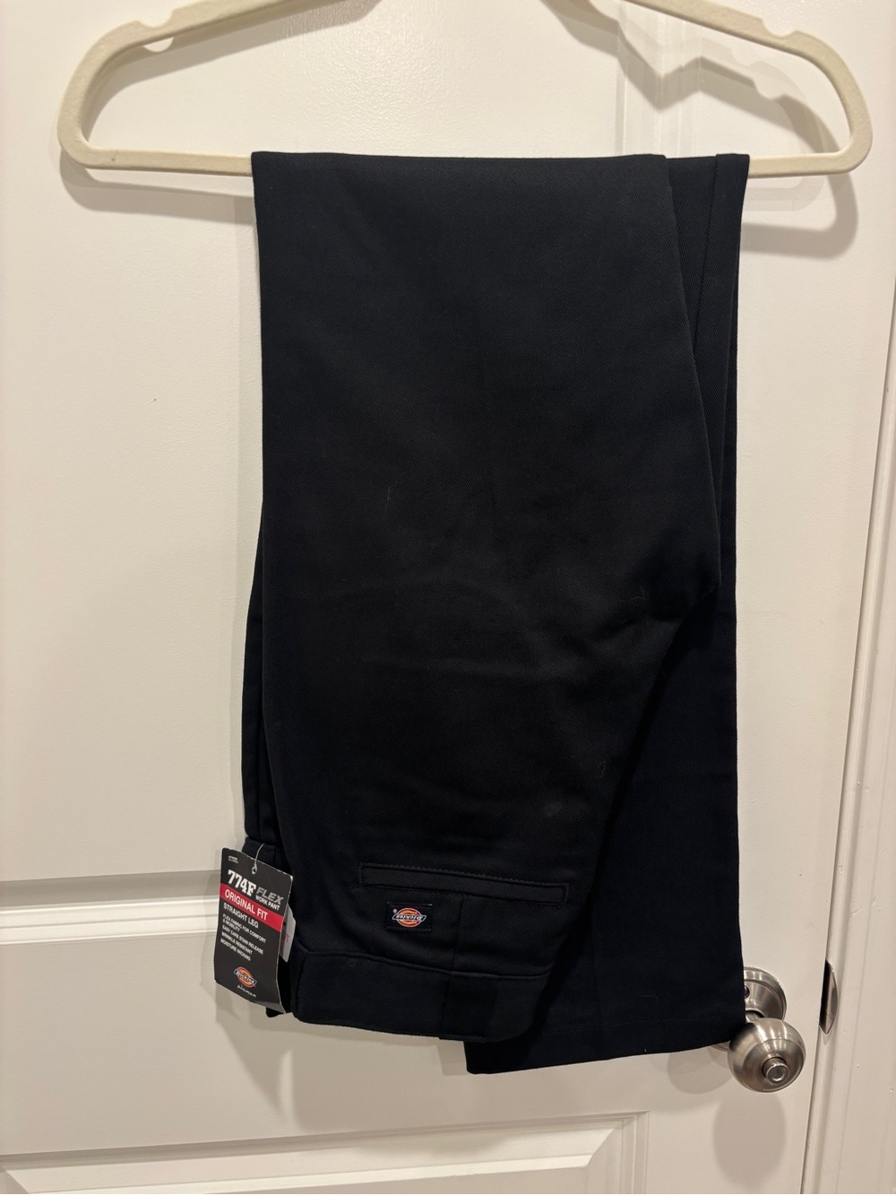 Dickies Black Work Pants with White Label Tag